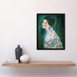 Artery8 Portrait of a Lady in Floral Dress Klimt Framed Wall Art Print in Green - Size: A4 - thumbnail 4