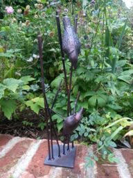 Inspirational Gifting Birds on Reeds Garden Sculpture Statue Ornament in Bronze - thumbnail 2