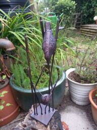 Inspirational Gifting Birds on Reeds Garden Sculpture Statue Ornament in Bronze