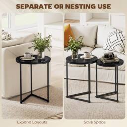 Wyld Haus Tolira Set of 2 Black Marble Effect Nesting Tables - thumbnail 5