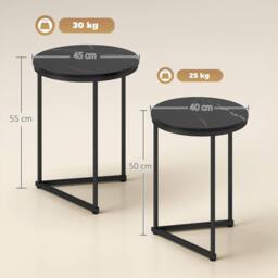 Wyld Haus Tolira Set of 2 Black Marble Effect Nesting Tables - thumbnail 3