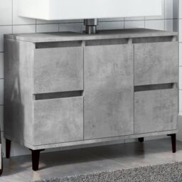 Berkfield Home Sink Cabinet Concrete Grey 80x33x60 cm Engineered Wood - Size: 80 x 33 x 60 cm - thumbnail 1