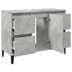 Berkfield Home Sink Cabinet Concrete Grey 80x33x60 cm Engineered Wood - Size: 80 x 33 x 60 cm - thumbnail 5