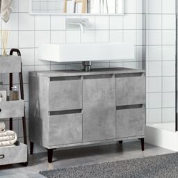 Berkfield Home Sink Cabinet Concrete Grey 80x33x60 cm Engineered Wood - Size: 80 x 33 x 60 cm - thumbnail 3