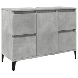 Berkfield Home Sink Cabinet Concrete Grey 80x33x60 cm Engineered Wood - Size: 80 x 33 x 60 cm - thumbnail 2