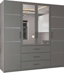 MN Furniture Spacious Hinged Wardrobe with Mirror Door & Drawers 200cm x 200cm in Grey - Size: 200 cm x 200 cm - thumbnail 2