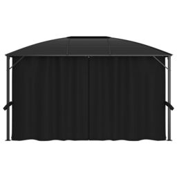 Berkfield Home Gazebo with Curtains 400x300x265 cm Anthracite in Black - Size: 400 x 300 x 265 cm - thumbnail 2