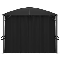 Berkfield Home Gazebo with Curtains 400x300x265 cm Anthracite in Black - Size: 400 x 300 x 265 cm - thumbnail 3