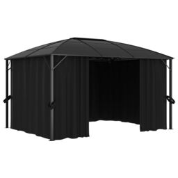 Berkfield Home Gazebo with Curtains 400x300x265 cm Anthracite in Black - Size: 400 x 300 x 265 cm - thumbnail 4