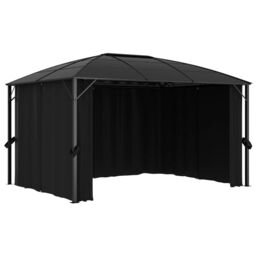 Berkfield Home Gazebo with Curtains 400x300x265 cm Anthracite in Black - Size: 400 x 300 x 265 cm - thumbnail 5