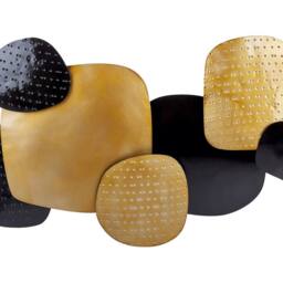 Wyld and Coco Geometric Black and Gold Iron Wall Sculpture Modern Glam Horizontal - Size: 81 cm x 49 cm - thumbnail 2