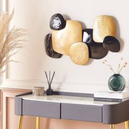Wyld and Coco Geometric Black and Gold Iron Wall Sculpture Modern Glam Horizontal - Size: 81 cm x 49 cm - thumbnail 1