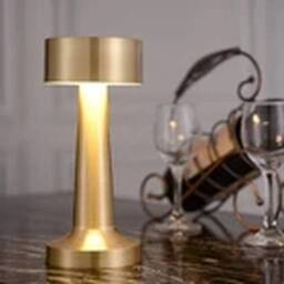 EONLION LED Table Night Lamp Minimalist Bar Restaurant Rechargeable in Gold - thumbnail 1