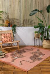 Furn Tibetan Tiger Woven Tribal-Inspired UV & Weatherproof Outdoor/Indoor Rug in Coral - Size: 120 cm x 170 cm - thumbnail 1