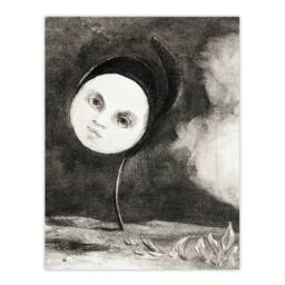 "Artery8 Strange Flower with a Face Redon Vintage Wall Art Print Poster in Grey - Size: W18"" x H24""" - thumbnail 1