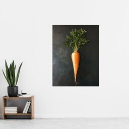 "Artery8 Carrot Vegetable on Black Slate Board Painting Wall Art Print in Orange - Size: W24"" x H32""" - thumbnail 4