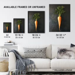 "Artery8 Carrot Vegetable on Black Slate Board Painting Wall Art Print in Orange - Size: W24"" x H32""" - thumbnail 3