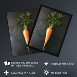 "Artery8 Carrot Vegetable on Black Slate Board Painting Wall Art Print in Orange - Size: W24"" x H32""" - thumbnail 2