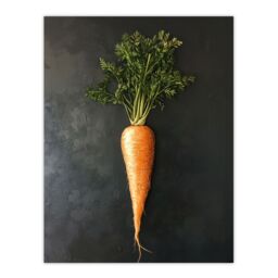 "Artery8 Carrot Vegetable on Black Slate Board Painting Wall Art Print in Orange - Size: W24"" x H32""" - thumbnail 1