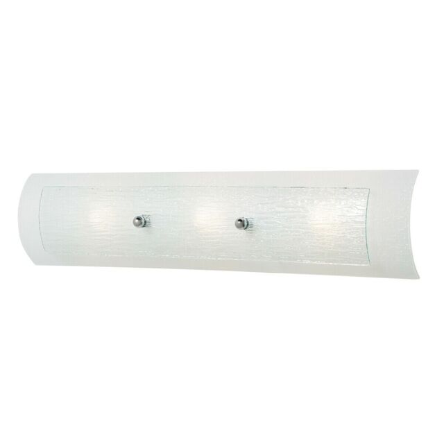 Loops IP44 3 Bulb Wall Light Bent Linen Glass Frames Polished Chrome LED G9 3.5W in Clear