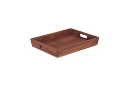 Red Hamper Wooden Serving Tray in Brown