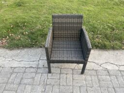Fimous High Back Rattan Outdoor Garden Furniture Arm Chair Patio With Thick Seat Cushion in Dark Grey - thumbnail 2