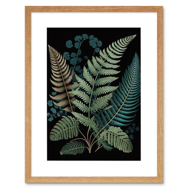 "Artery8 Wall Art Print Detailed Leaves Fern Fronds Botanical Artwork Framed 9X7 Inch in Beige - Size: W7"" x H9""" - image 1
