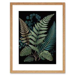 "Artery8 Wall Art Print Detailed Leaves Fern Fronds Botanical Artwork Framed 9X7 Inch in Beige - Size: W7"" x H9""" - thumbnail 1