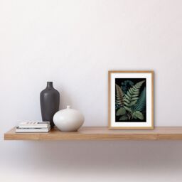 "Artery8 Wall Art Print Detailed Leaves Fern Fronds Botanical Artwork Framed 9X7 Inch in Beige - Size: W7"" x H9""" - thumbnail 2