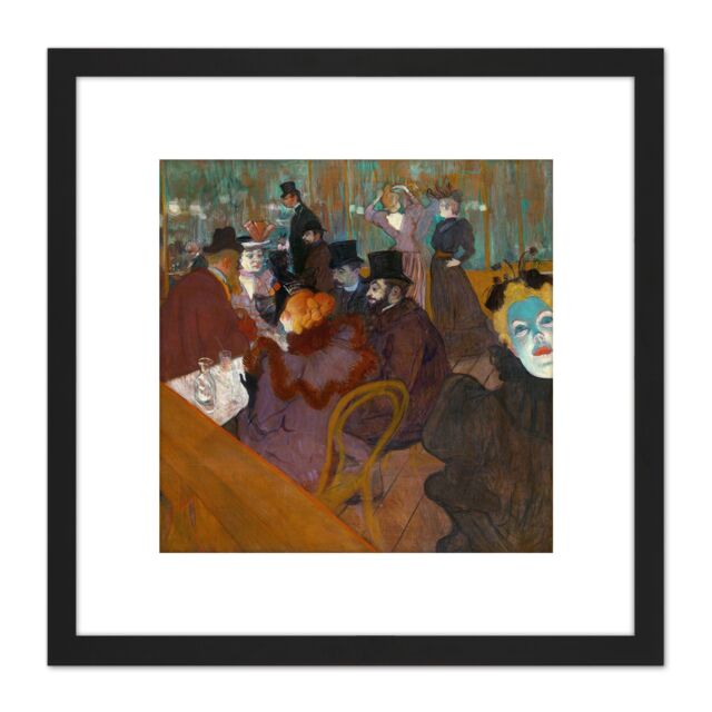 Artery8 Toulouse-lautrec At Moulin Rouge Painting 8X8 Inch Square Wooden Framed Wall Art Print Picture with Mount in Black - image 1