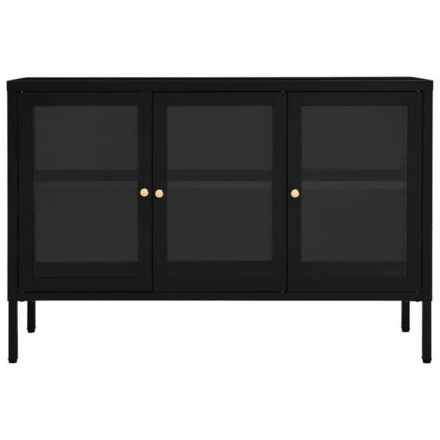 Berkfield Home Sideboard Black 105x35x70 cm Steel & Glass - Size: 105 x 35 x 70 cm - image 1
