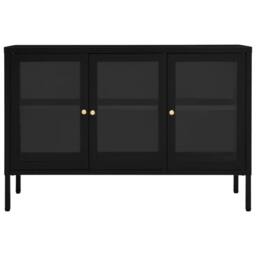 Berkfield Home Sideboard Black 105x35x70 cm Steel & Glass - Size: 105 x 35 x 70 cm