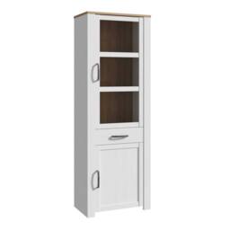Wyld Haus Bramblecroft Narrow Display Cabinet White & Riviera Oak - thumbnail 4