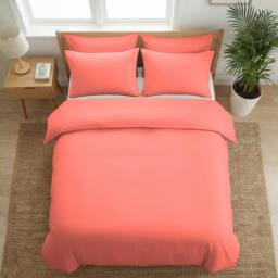 Pamposh 400TC Cotton Sateen Duvet Cover Sets - Smooth & Soft Feel in Coral - Size: Double - thumbnail 4
