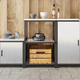 Berkfield Home Kitchen Storage Shelf with Storage Silver Stainless steel - thumbnail 4