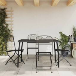 Berkfield Home Beautiful 5 Piece Garden Dining Set Anthracite Metal Mesh in Black - thumbnail 2