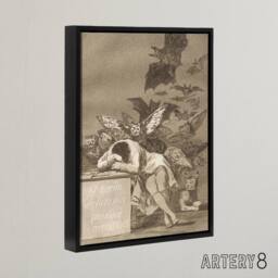 "Artery8 The Sleep of Reason Produces Monsters Goya Framed Canvas Wall Art in Grey - Size: W12"" x H16""" - thumbnail 2