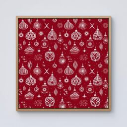 Warren Reed - Designer Red Christmas Decorations Pattern Framed Canvas in Light Brown - Size: w40 inch x h40 inch - thumbnail 1