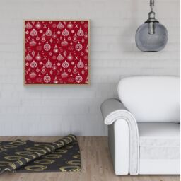 Warren Reed - Designer Red Christmas Decorations Pattern Framed Canvas in Light Brown - Size: w40 inch x h40 inch - thumbnail 2