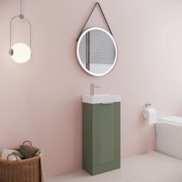 Balterley Retro Floor Standing Bathroom Vanity Basin Unit - 400mm - Satin Green - thumbnail 4