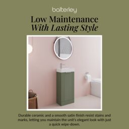 Balterley Retro Floor Standing Bathroom Vanity Basin Unit - 400mm - Satin Green - thumbnail 7