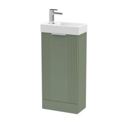 Balterley Retro Floor Standing Bathroom Vanity Basin Unit - 400mm - Satin Green