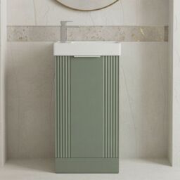 Balterley Retro Floor Standing Bathroom Vanity Basin Unit - 400mm - Satin Green - thumbnail 9