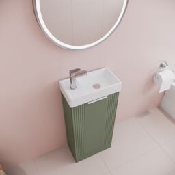 Balterley Retro Floor Standing Bathroom Vanity Basin Unit - 400mm - Satin Green - thumbnail 3