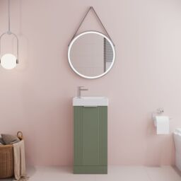Balterley Retro Floor Standing Bathroom Vanity Basin Unit - 400mm - Satin Green - thumbnail 2