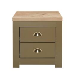 Birlea Bedside Cabinet Olive Green Oak Highgate 2 Drawer Bedside - thumbnail 2