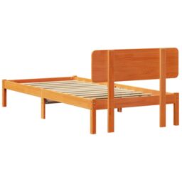 Berkfield Home Bed Frame with Headboard Wax Brown 90x200 cm Solid Pine Wood - thumbnail 8