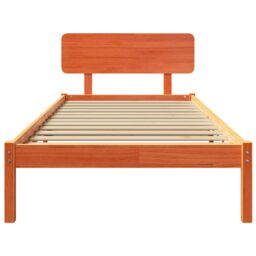 Berkfield Home Bed Frame with Headboard Wax Brown 90x200 cm Solid Pine Wood - thumbnail 6