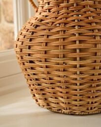 Dibor Traditional Rattan Pot Bellied Home Decor Flower Vase in Natural - Size: Medium - thumbnail 3
