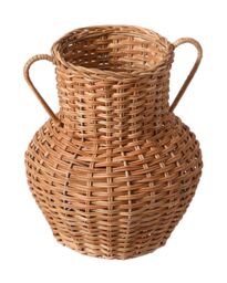 Dibor Traditional Rattan Pot Bellied Home Decor Flower Vase in Natural - Size: Medium - thumbnail 2